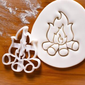 Bonfire Cookie Cutter for Camping Party Outdoor Adventure Backyard Summer Birthday Campout Countryside Hunt Pitch Campfire Themed Biscuit Cutter for Baking Outdoor Fun (ONLY BONFIRE)