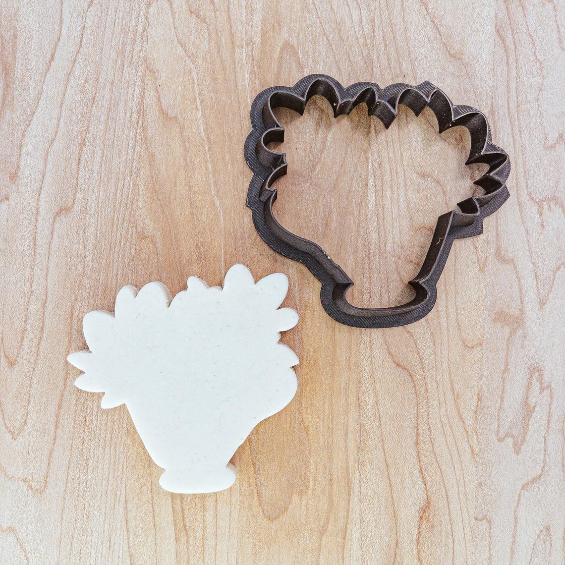 Flowers in Teacup Cookie Cutter Cookie for Fondant, Clay, Dough Outline of Floral Bouquet in Cup, Garden Tea Party Theme Baking and Craft Tool for Spring and Floral Cookies Made in - Image 3