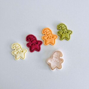 Black Star Cookie Cutter cookie Christmas Santa Hat Star Cookie Cutter Stamp Set Cute Star Cookie Cutter Fondant Molds for Cookies Pastries Cupcakes Biscuits Dessert Baking Tool
