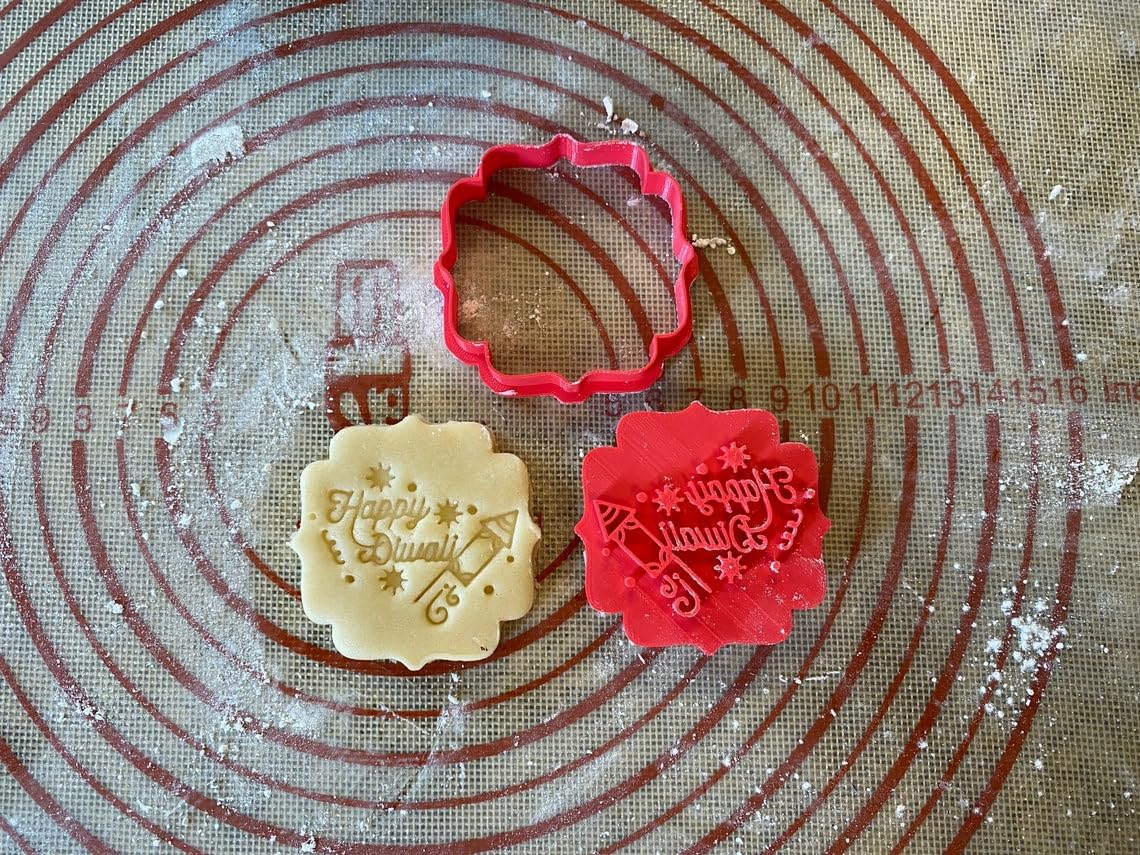 Black Diwali Stamp and Outline Cookie Cutter CookieTool with Sharp Edges for Diya Rangoli and Festival Theme Cookies Fondant Cake Decorating Pastry Biscuit Cutting Crafts India - Image 7