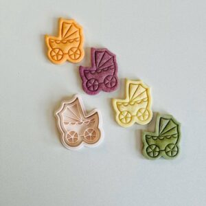Black Baby Stroller Cookie Cutter Set for Baby Shower Favor Baking Supplies for Homemade Cookies Fondant Cake Decorating Party Treats and Welcome Baby Celebration Desserts