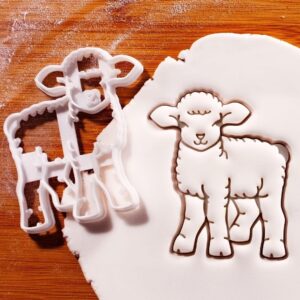 Lamb Cookie Cutter for Spring Easter Baking Cute Sheep Farm Animal Nativity Scene Baby Shower Treats Biscuit Cutter Food Contact Safe Dishwasher Safe Perfect for Holiday and Celebration