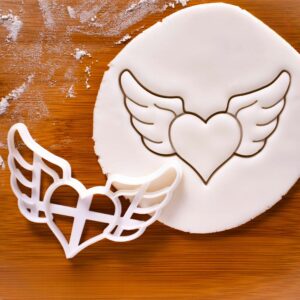 Heart with Angel Wings Cookie Cutter � Love-Themed Biscuit Cutter, Elegant Winged Heart Shape, Fondant and Dough Cutter Baking, Valentine�s Day, Weddings, Anniversaries (ONLY ANGEL HEART)