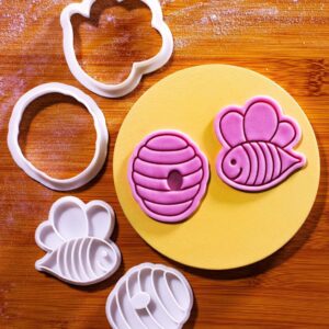 Beehive Cutter and Stamp Cookie Set with Cute Bee and Hive Design for Spring and Easter Baking Baby Shower Cupcake Toppers Garden Party Cookies Buzzing Bee Themes and Seasonal (ONLY BEEHIVE )