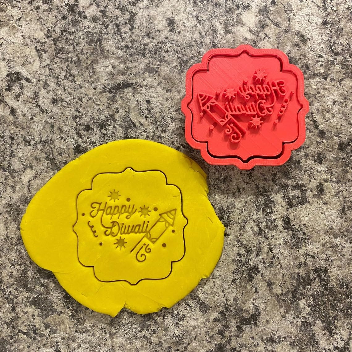Black Diwali Stamp and Outline Cookie Cutter CookieTool with Sharp Edges for Diya Rangoli and Festival Theme Cookies Fondant Cake Decorating Pastry Biscuit Cutting Crafts India - Image 2