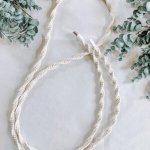 Cute USB to Type C Cable with Fast Charging & Data Transfer, Braided, Aluminium Alloy Shell, 1.5M Length compatible with Type C Smartphones(White) Best Gift For Car Interior Decoration