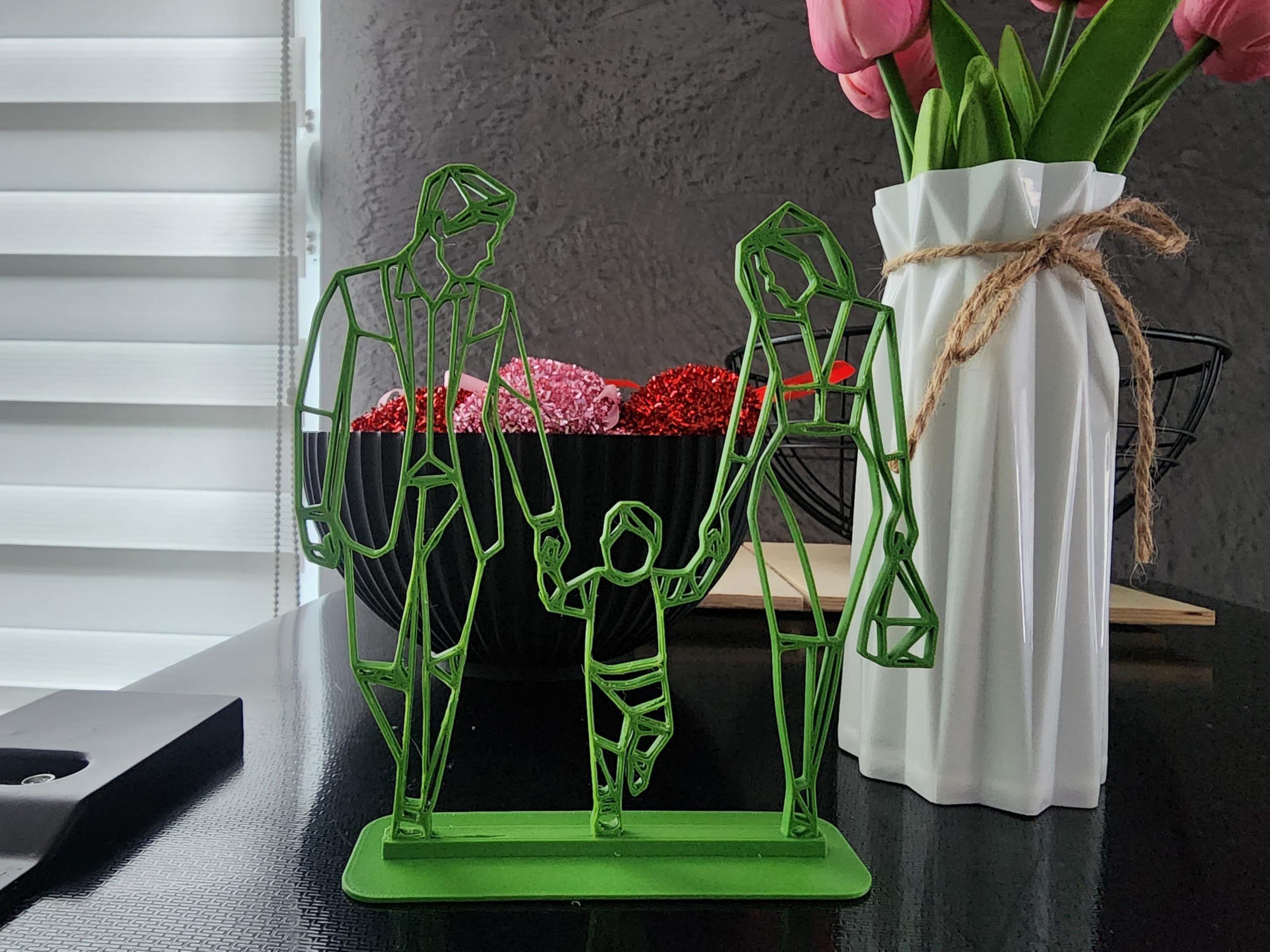 (2685 Geometric Cute Low Poly Couple with Child Family Figure Statue Home Office Cute Modern Gifting Amazing Living Room Contemporary Home Decor Accent Amazing Office Statue Best - Image 4