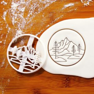 Christmas Mountain and Pine Tree Cookie Cutter Set - Rustic Winter Festive Baking Tools for Holiday Parties