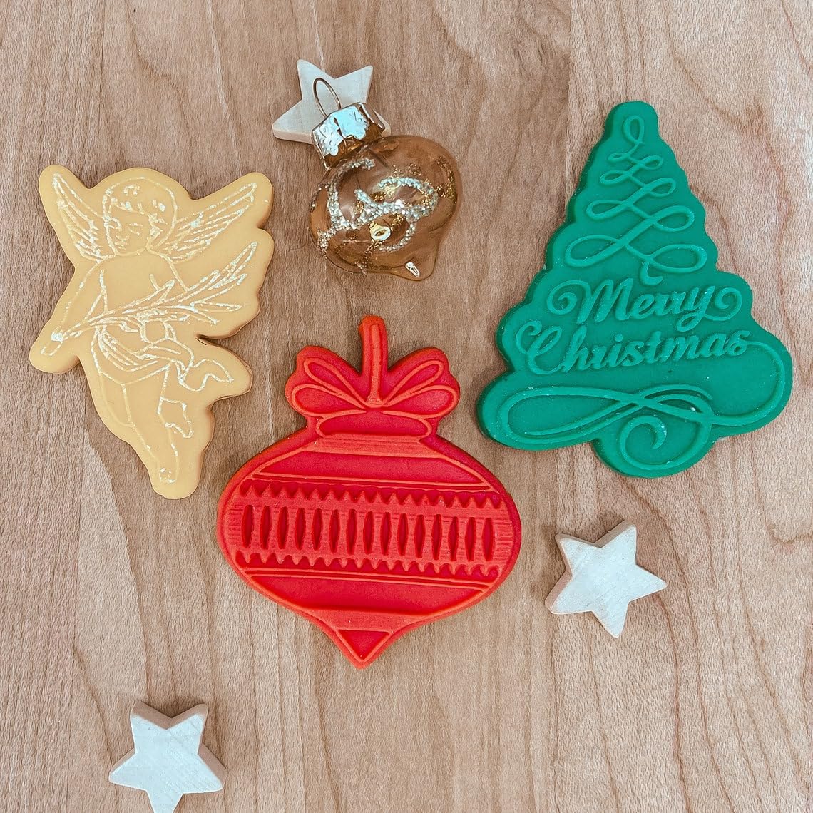 Christmas Angel with Cutter Fondant Cookie Embosser Stamp Set of 2, Christmas Cherub Fondant Stamp for Holiday Baking, DIY Cookies & Crafts, Outbosser Debosser, Cookie Made in India - Image 5