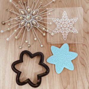 Snowflake Cookie Cutter and Fondant Embosser Set (2), Detailed Snowflake Cookie Cutter, Winter Cookie Stamp, Christmas or Holiday Baking, Embosser/Debosser, Made in India
