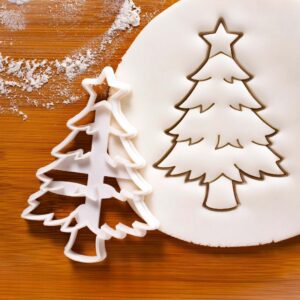 Christmas Tree Cookie Cutter with Star � Festive Holiday Tree Mold, Santa Cookie Cutter Option, Christmas Baking Tool, Holiday Treats, Seasonal Cookie Mold Christmas Party (ONLY TREE)