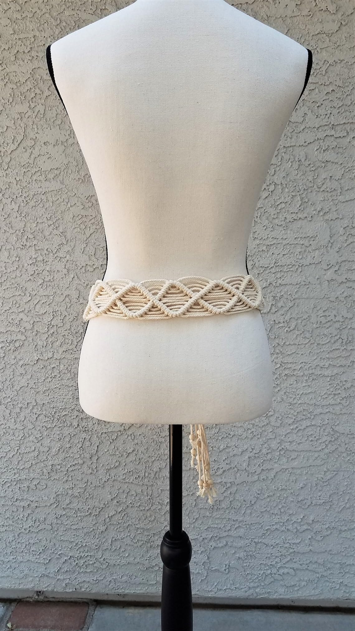 White Casual Macrame Boho Rope Waist Cord Belt, 1 pcs, Suitable For Travel Party - Girls Braided Ring Decoration - Image 4
